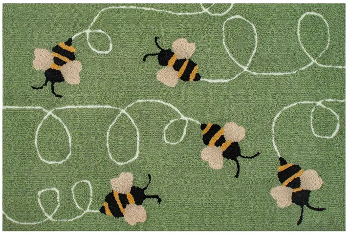 Liora Manne Buzzy Bees Front Porch Rug in Green by Trans-Ocean Import Co Inc