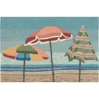 Liora Manne Beach Umbrellas Front Porch Rug in Aqua by Trans-Ocean Import Co Inc