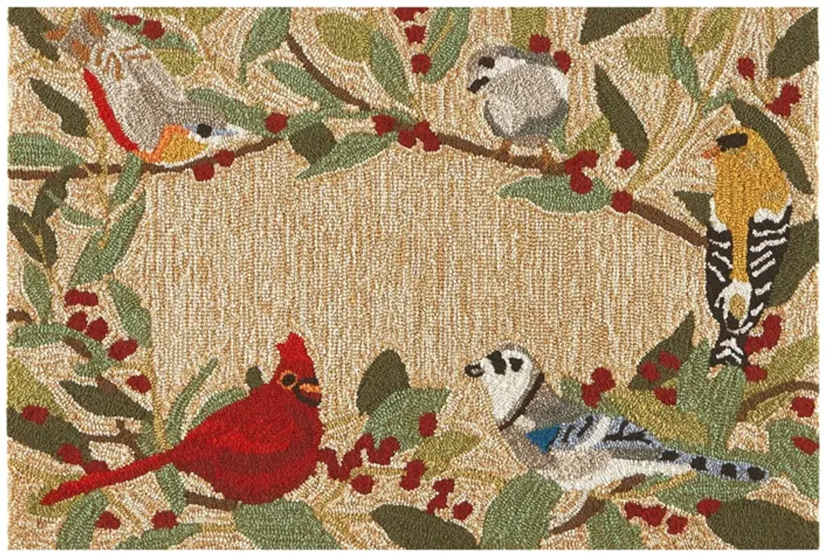 Liora Manne Bird Border Front Porch Rug in Natural by Trans-Ocean Import Co Inc