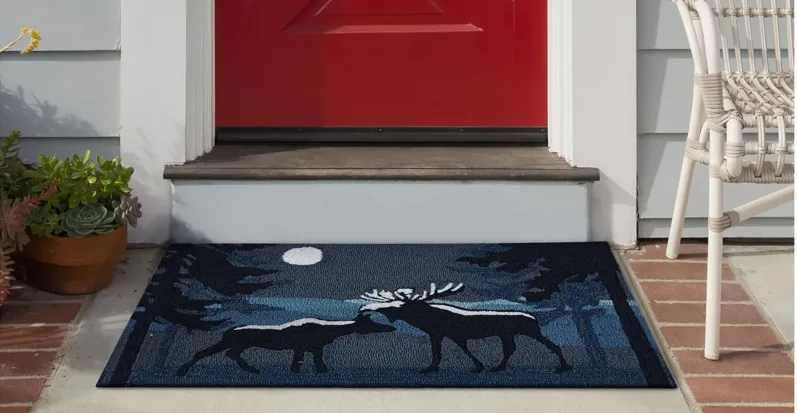 Liora Manne Moonlit Moose Front Porch Rug in Night by Trans-Ocean Import Co Inc