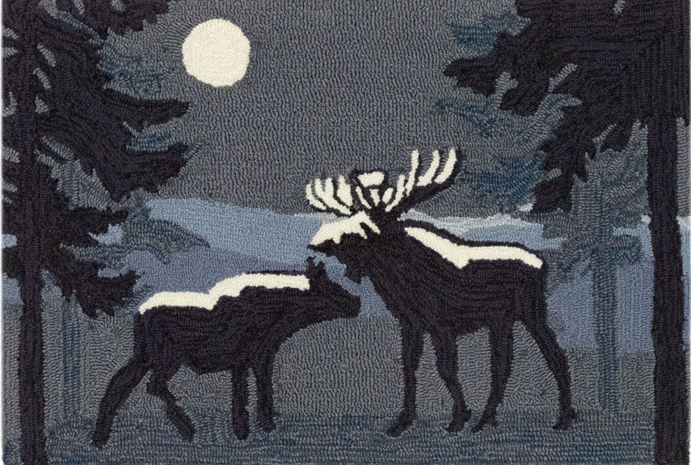 Liora Manne Moonlit Moose Front Porch Rug in Night by Trans-Ocean Import Co Inc