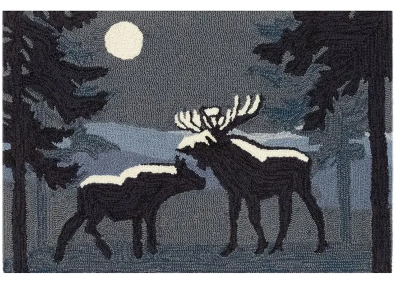 Liora Manne Moonlit Moose Front Porch Rug in Night by Trans-Ocean Import Co Inc