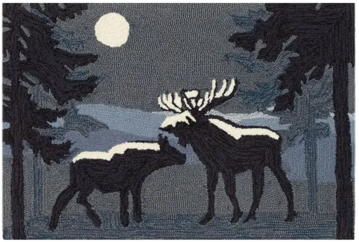 Liora Manne Moonlit Moose Front Porch Rug in Night by Trans-Ocean Import Co Inc