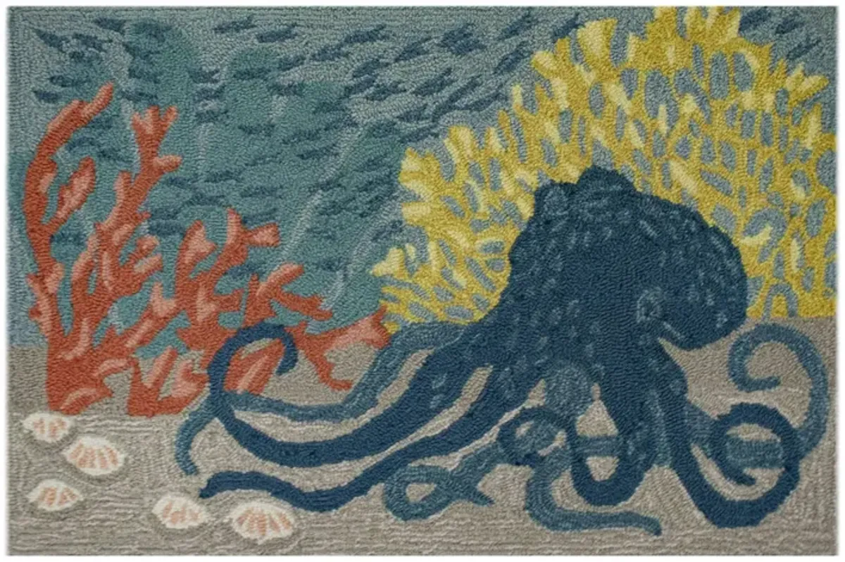 Liora Manne Octopus Front Porch Rug in Ocean by Trans-Ocean Import Co Inc