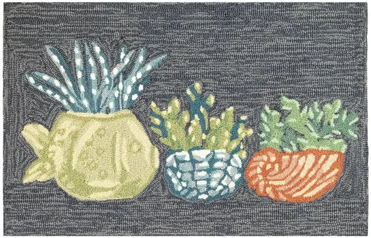 Liora Manne Happy Plant Front Porch Rug in Navy by Trans-Ocean Import Co Inc