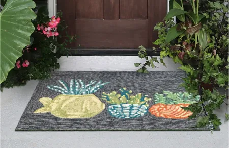 Liora Manne Happy Plant Front Porch Rug in Navy by Trans-Ocean Import Co Inc