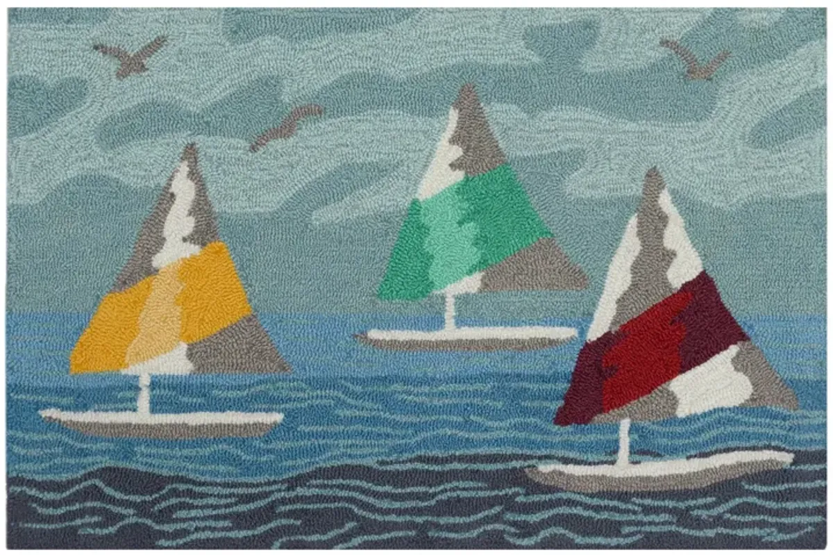 Liora Manne Sail Away Front Porch Rug in Sea by Trans-Ocean Import Co Inc