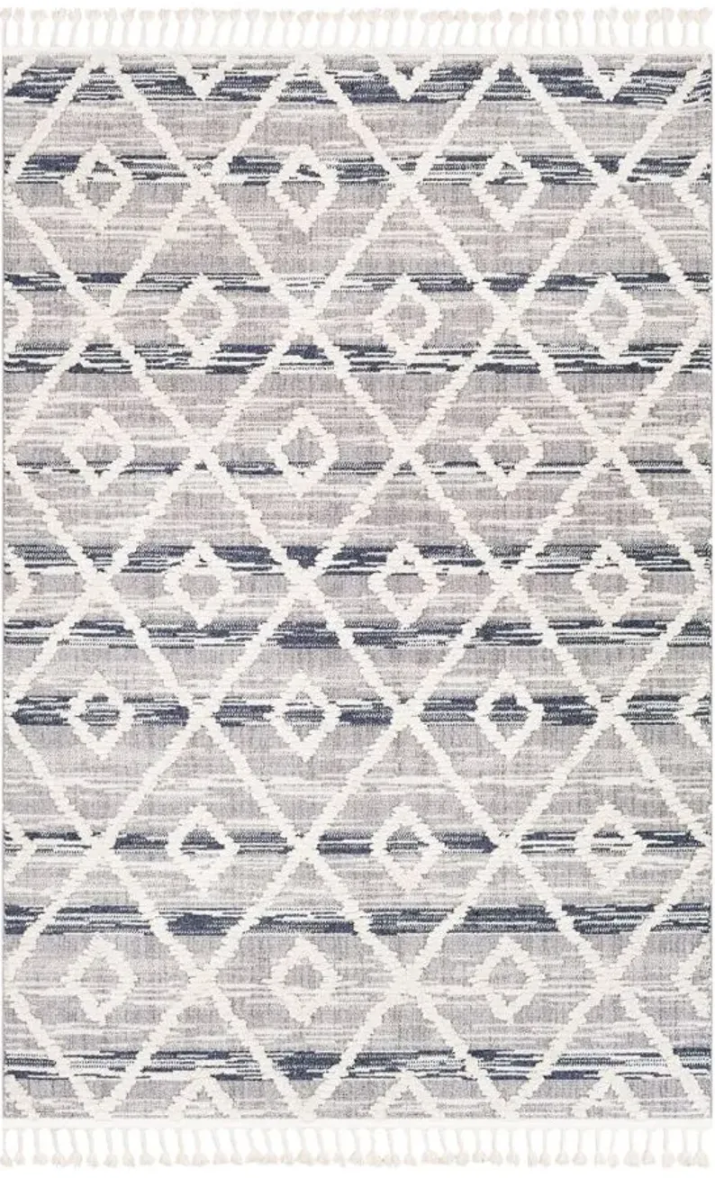 Azilal Area Rug in Navy, Medium Gray, Black by Surya