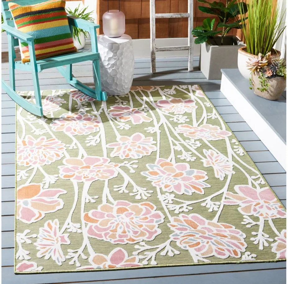 Cabana III Area Rug in Green & Pink by Safavieh