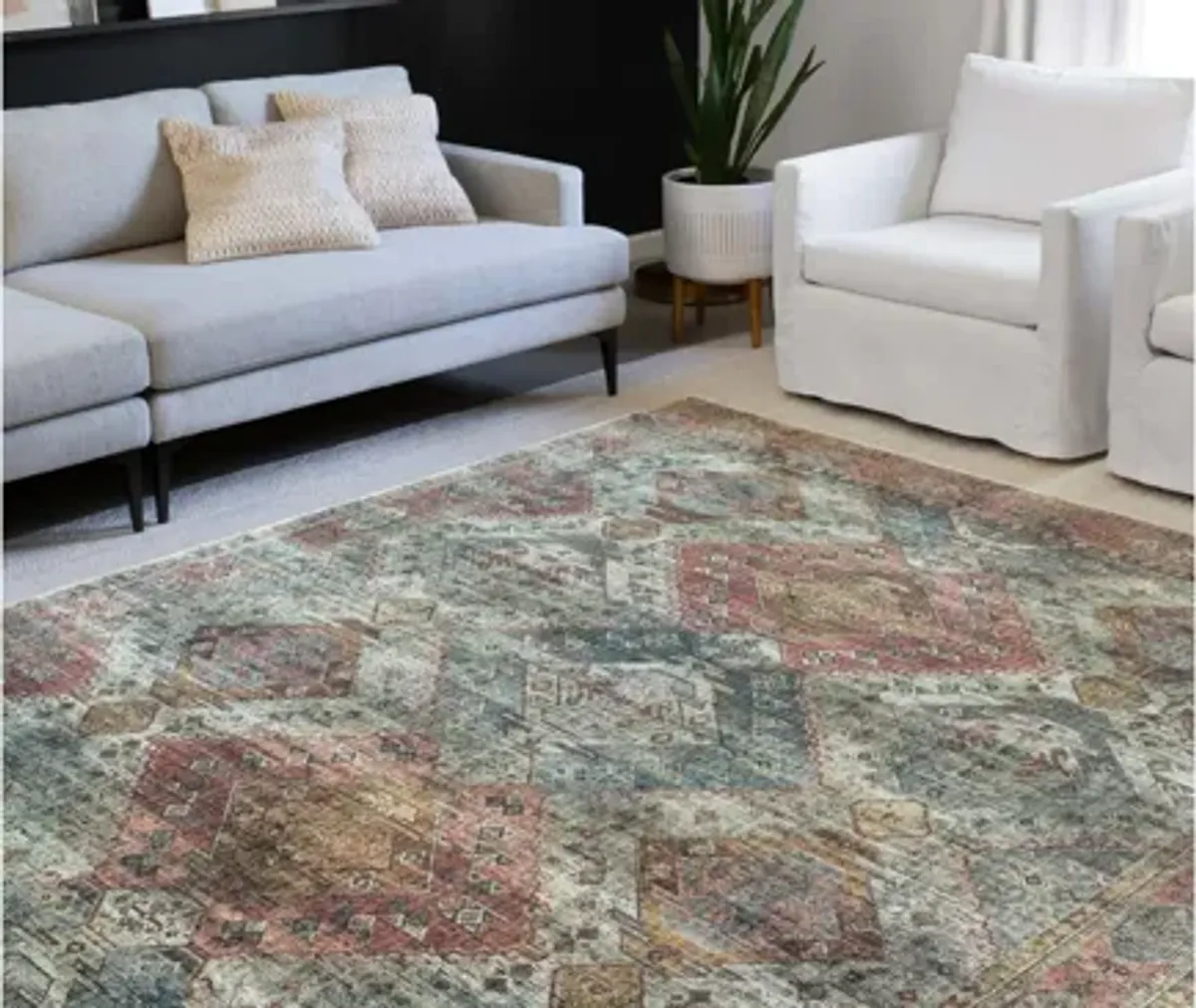 Skye Accent Rug in Apricot/Mist by Loloi Rugs