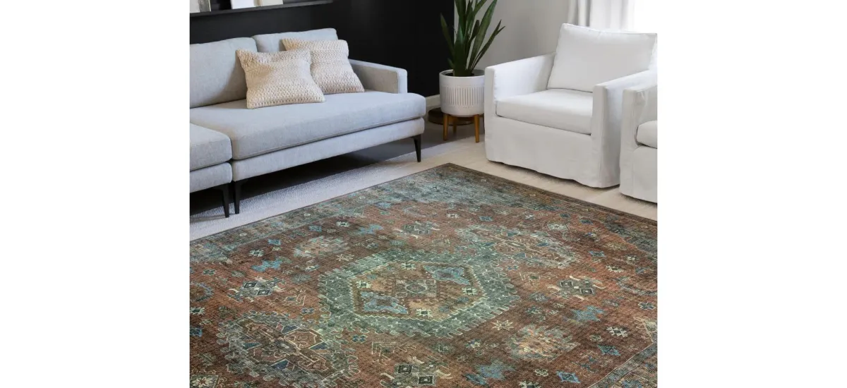 Skye Accent Rug in Terracotta/Sky by Loloi Rugs