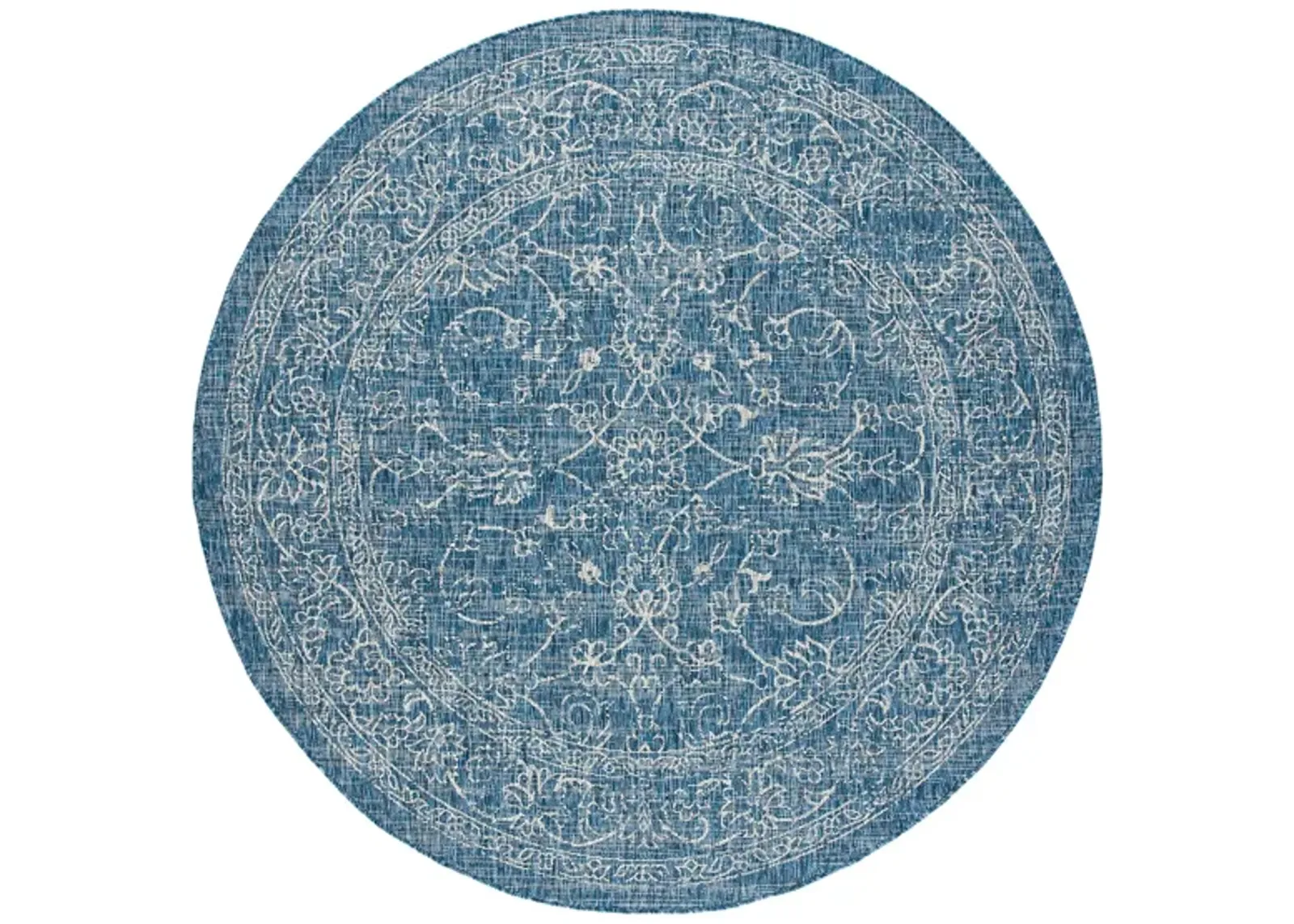 Courtyard Pacific Indoor/Outdoor Area Rug Round in Navy & Ivory by Safavieh