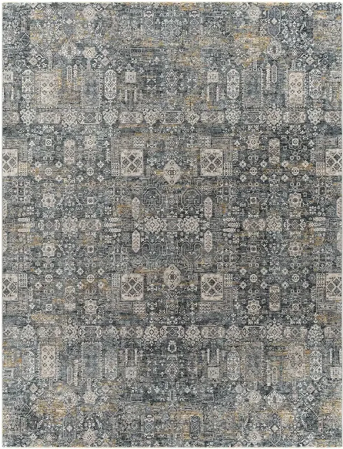 Caerdyf Tywyn Area Rug in Teal, Gray, Ivory, Charcoal by Surya