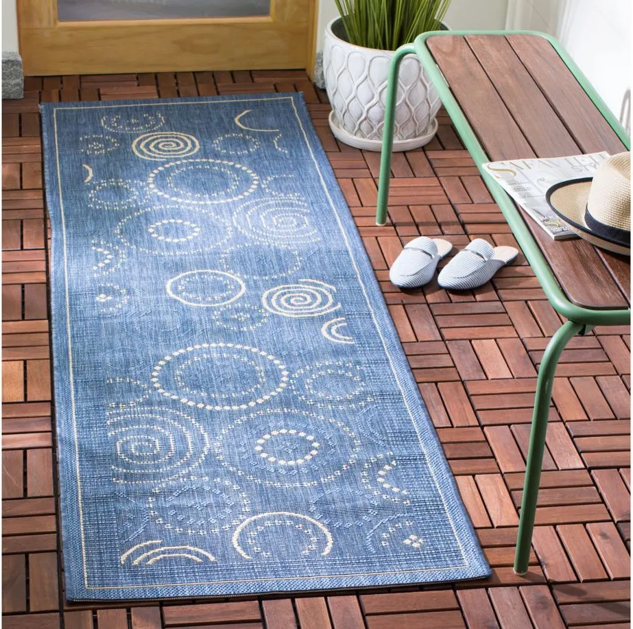 Courtyard Runner Rug in Blue & Natural by Safavieh