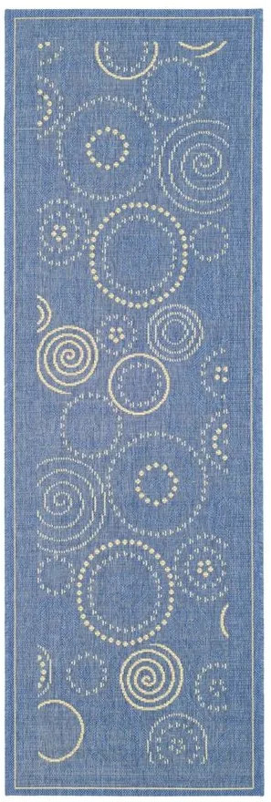 Courtyard Runner Rug in Blue & Natural by Safavieh
