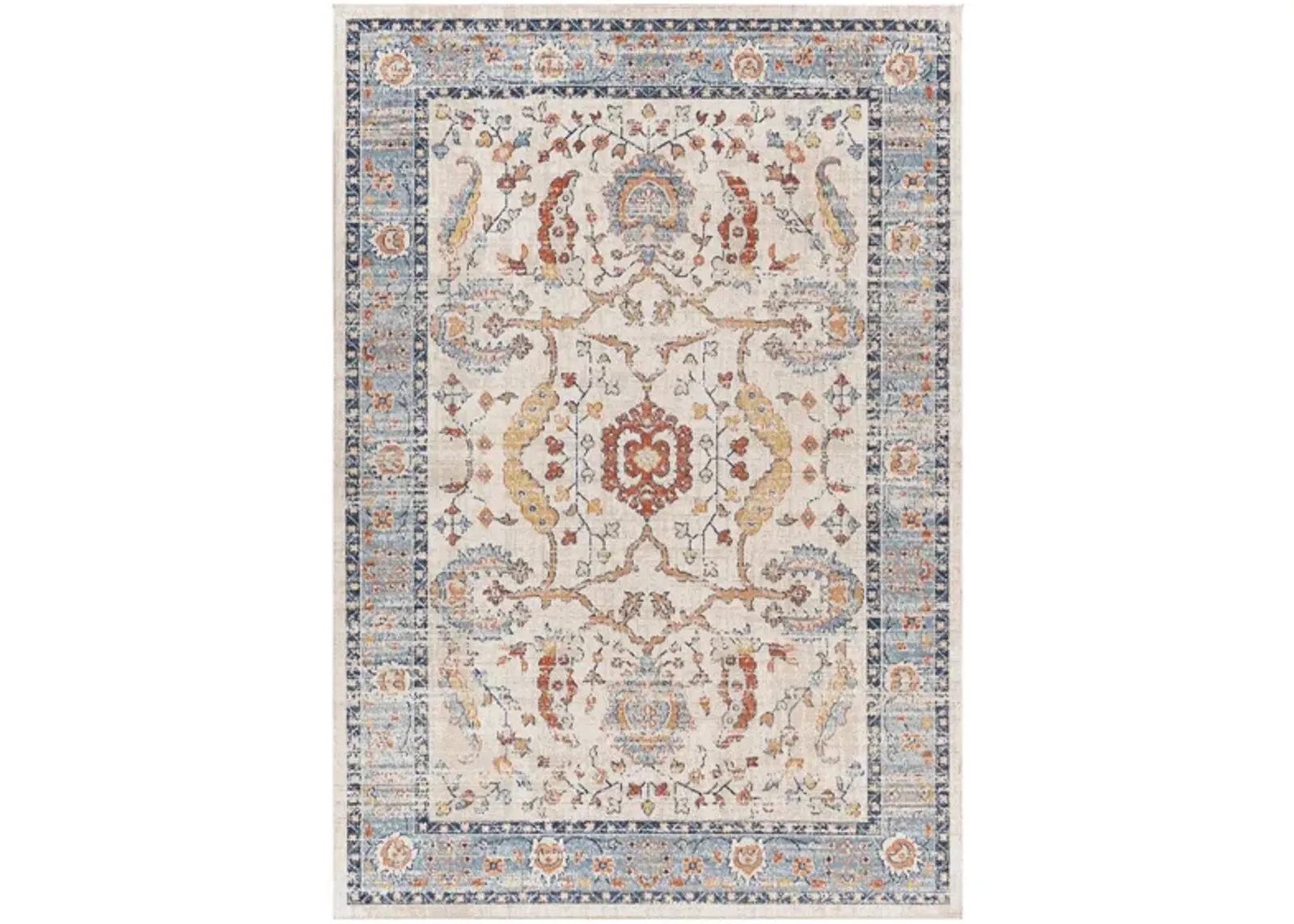 Huntington Beach Boho Indoor/Outdoor Area Rug in Brick Red, Denim, Tan, Navy, Light Beige, Cream by Surya