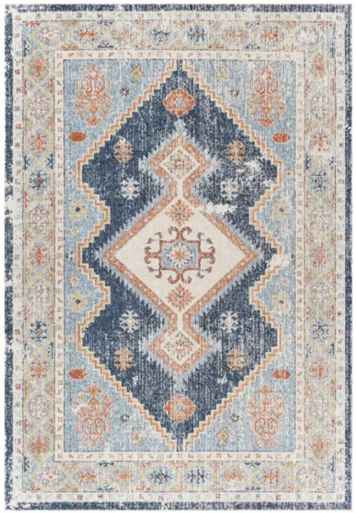 Huntington Beach Bohemian Indoor/Outdoor Area Rug in Navy, Denim, Brick Red, Tan, Light Beige, Cream by Surya