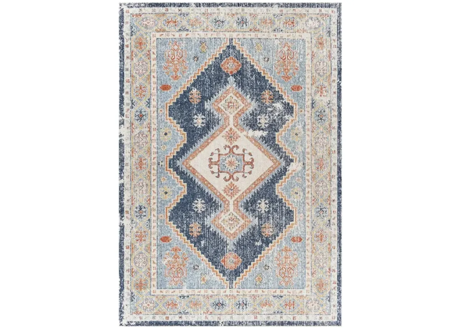 Huntington Beach Bohemian Indoor/Outdoor Area Rug in Navy, Denim, Brick Red, Tan, Light Beige, Cream by Surya