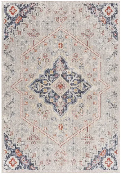 Huntington Beach Bohemia Indoor/Outdoor Area Rug in Light Gray, Dark Blue, Red, Gray, Aqua, Saffron, Cream, Oatmeal by Surya