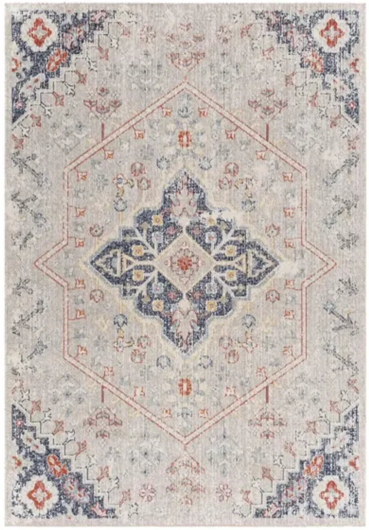 Huntington Beach Bohemia Indoor/Outdoor Area Rug in Light Gray, Dark Blue, Red, Gray, Aqua, Saffron, Cream, Oatmeal by Surya