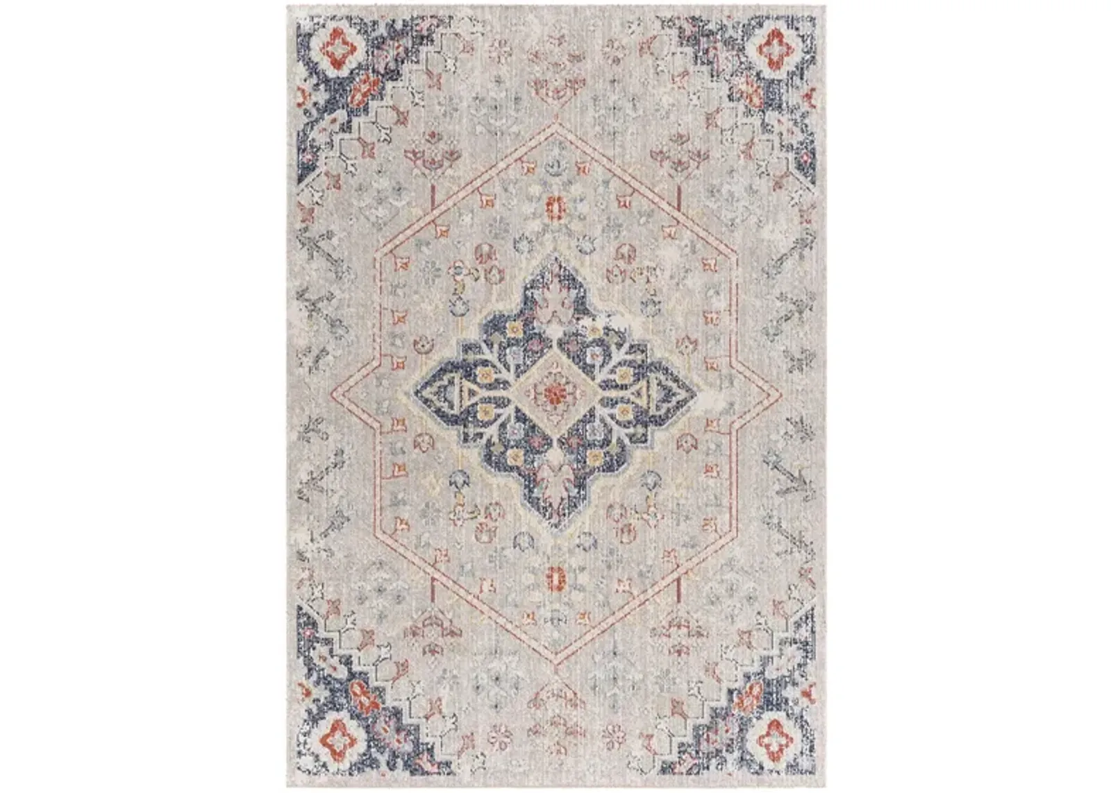 Huntington Beach Bohemia Indoor/Outdoor Area Rug in Light Gray, Dark Blue, Red, Gray, Aqua, Saffron, Cream, Oatmeal by Surya