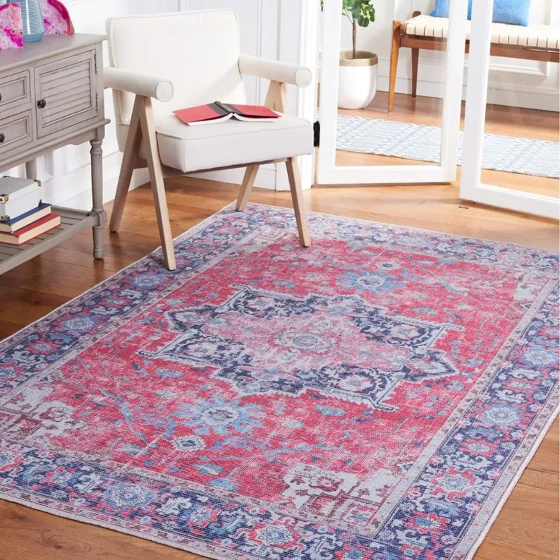 Serapi Area Rug in Red & Navy by Safavieh