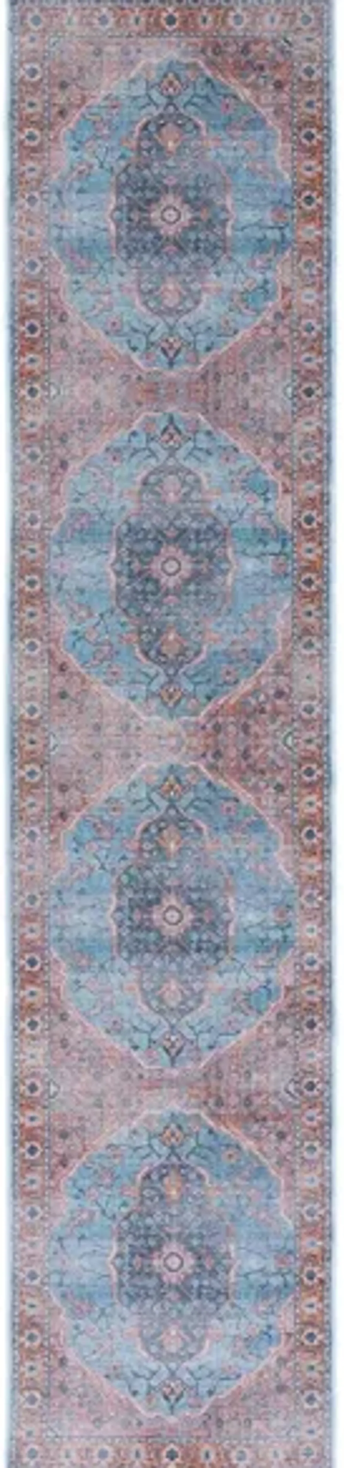 Serapi Runner Rug in Blue & Orange by Safavieh