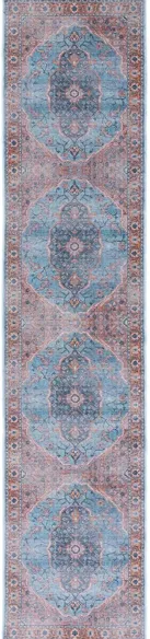 Serapi Runner Rug in Blue & Orange by Safavieh