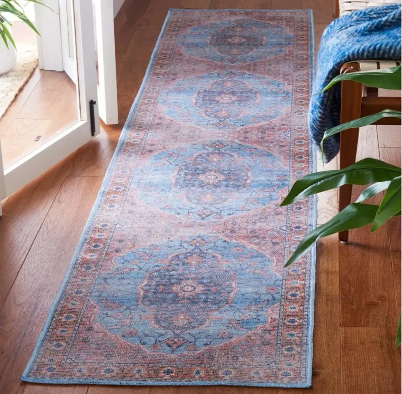 Serapi Runner Rug in Blue & Orange by Safavieh