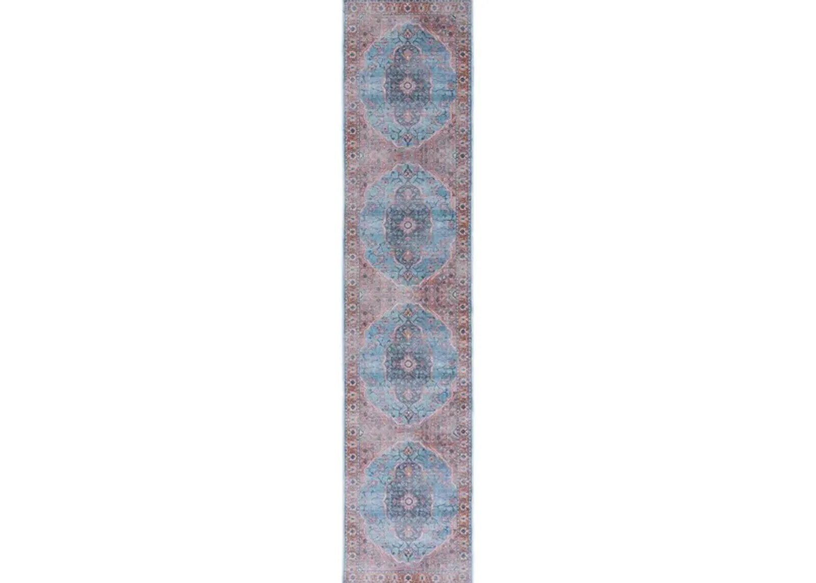 Serapi Runner Rug in Blue & Orange by Safavieh