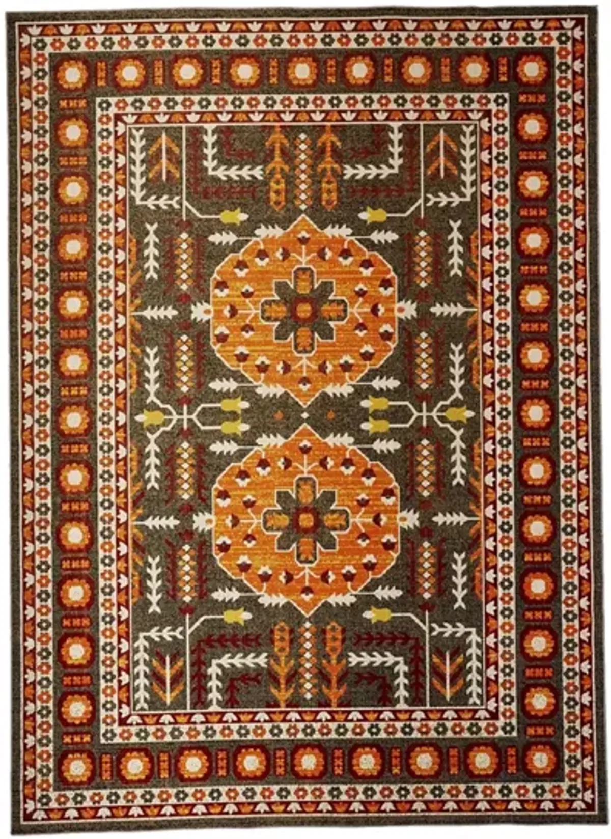 Foster Vintage Kilim Style Area Rug in Vermilion Orange by Feizy