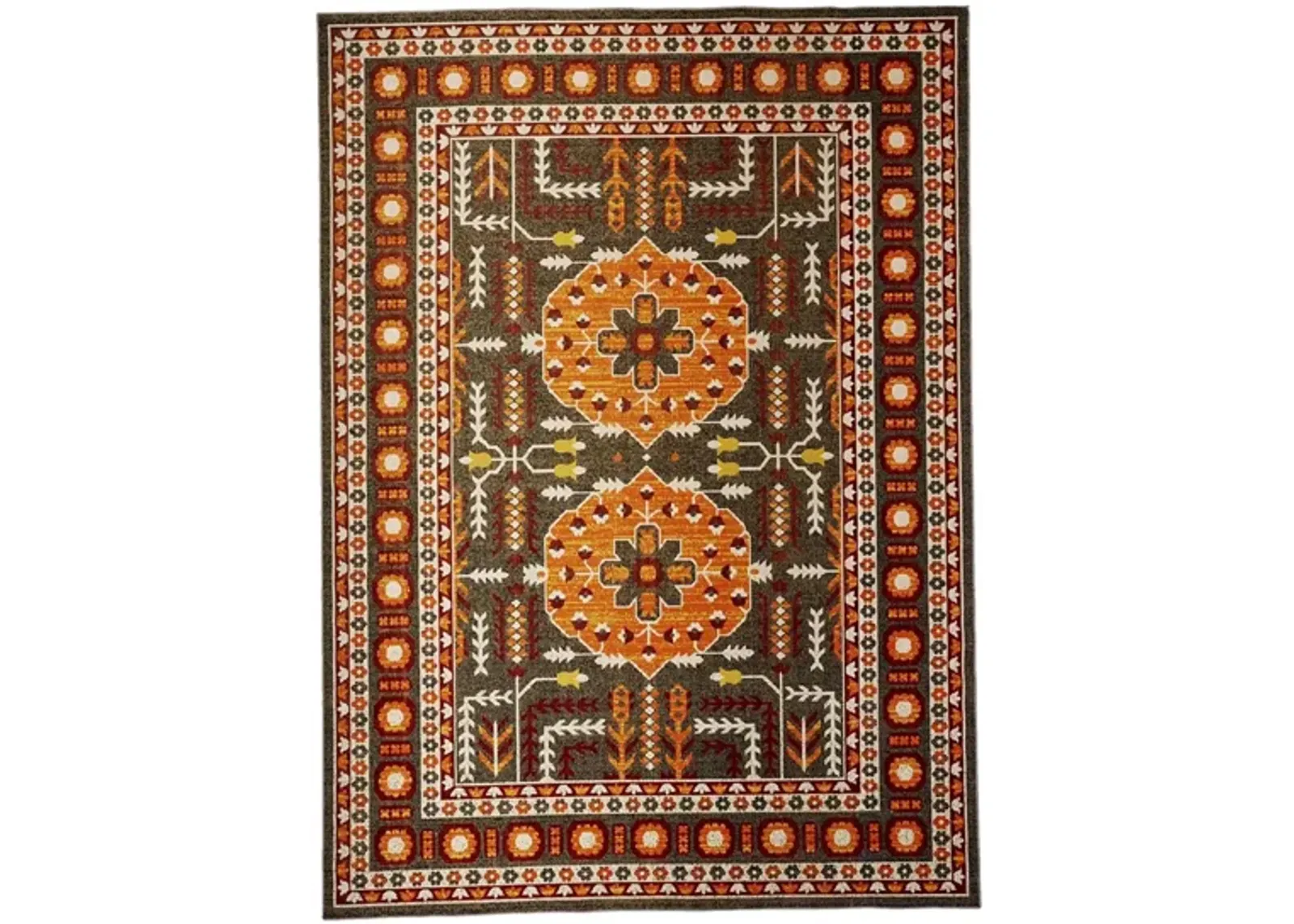 Foster Vintage Kilim Style Area Rug in Vermilion Orange by Feizy