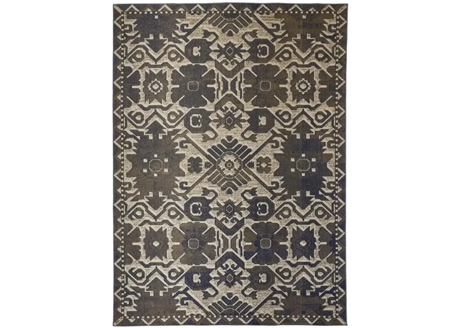 Foster Modern Style Slavic Kilim Area Rug in Midnight Navy Blue by Feizy