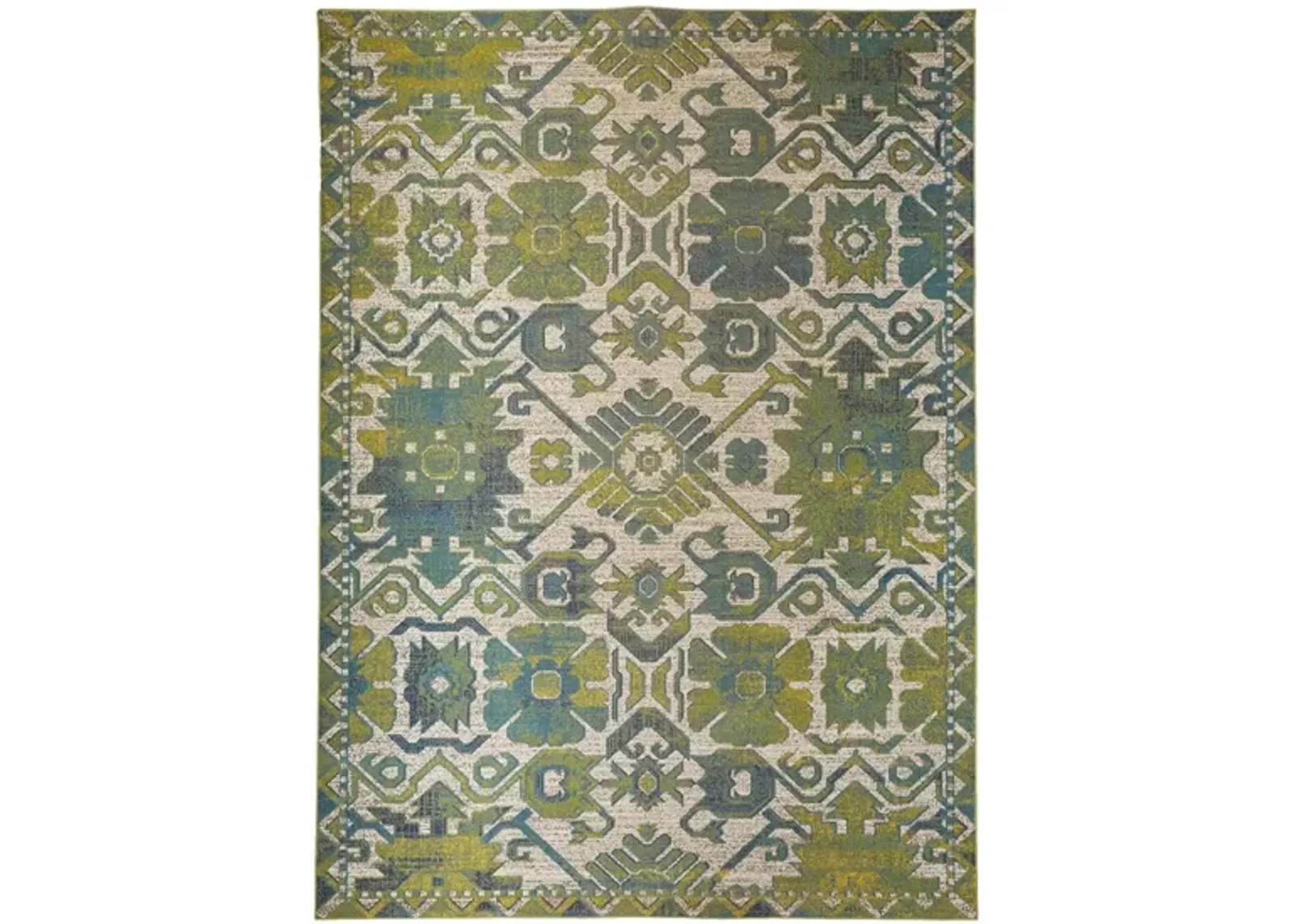 Foster Modern Style Slavic Kilim Area Rug in Dark Citron Green by Feizy