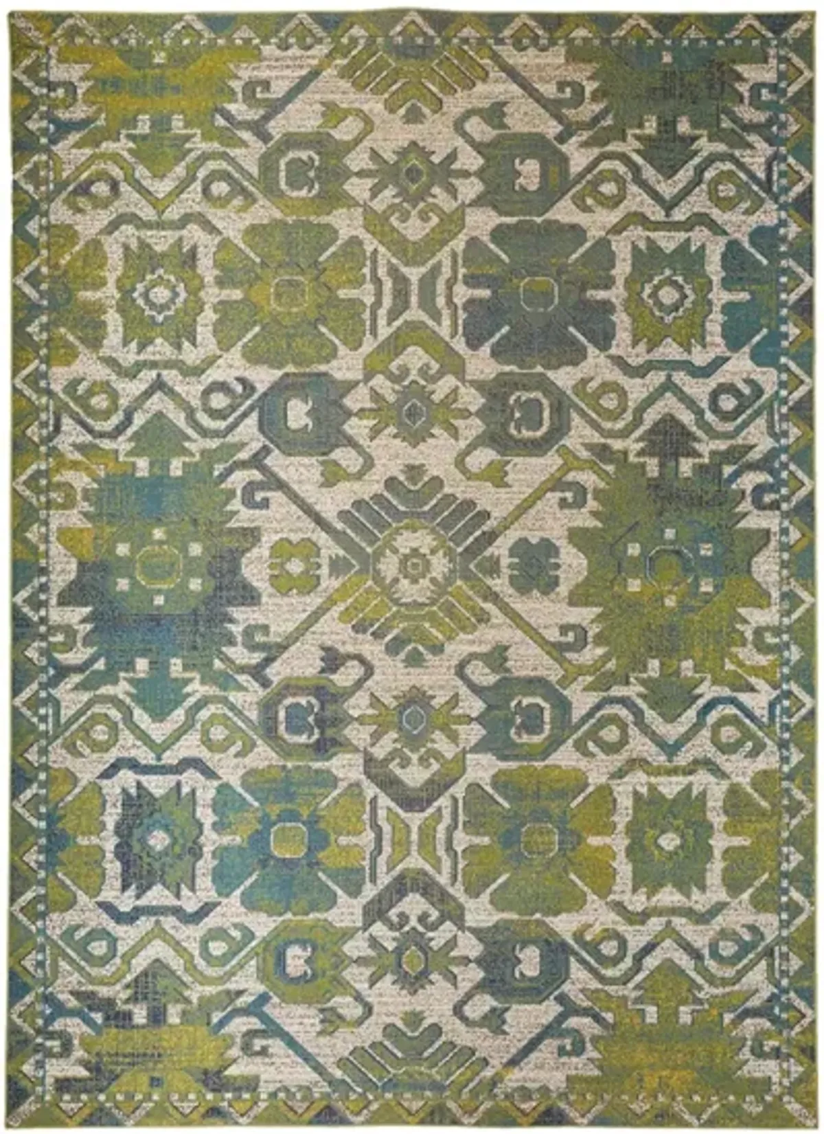 Foster Modern Style Slavic Kilim Area Rug in Dark Citron Green by Feizy