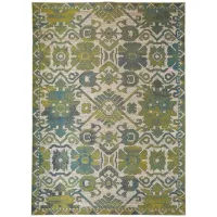 Foster Modern Style Slavic Kilim Area Rug in Dark Citron Green by Feizy