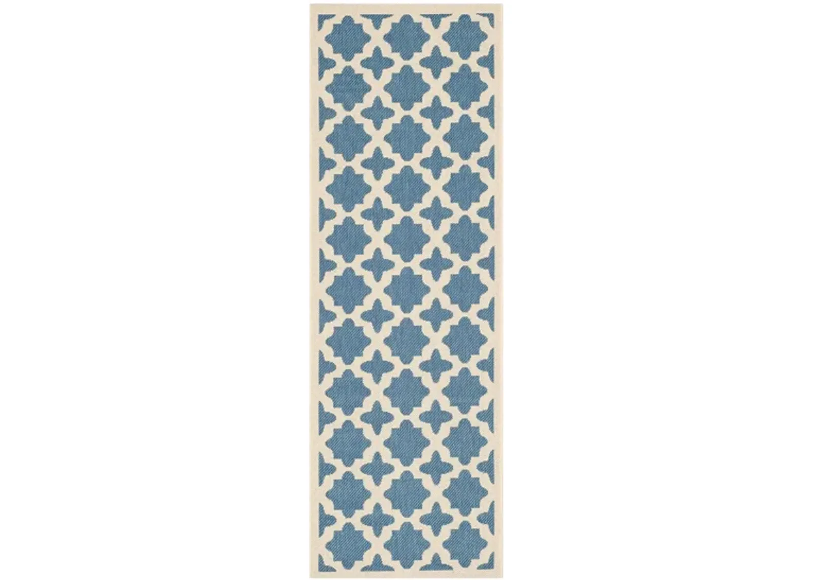 Courtyard Tile Indoor/Outdoor Runner Rug in Blue & Beige by Safavieh