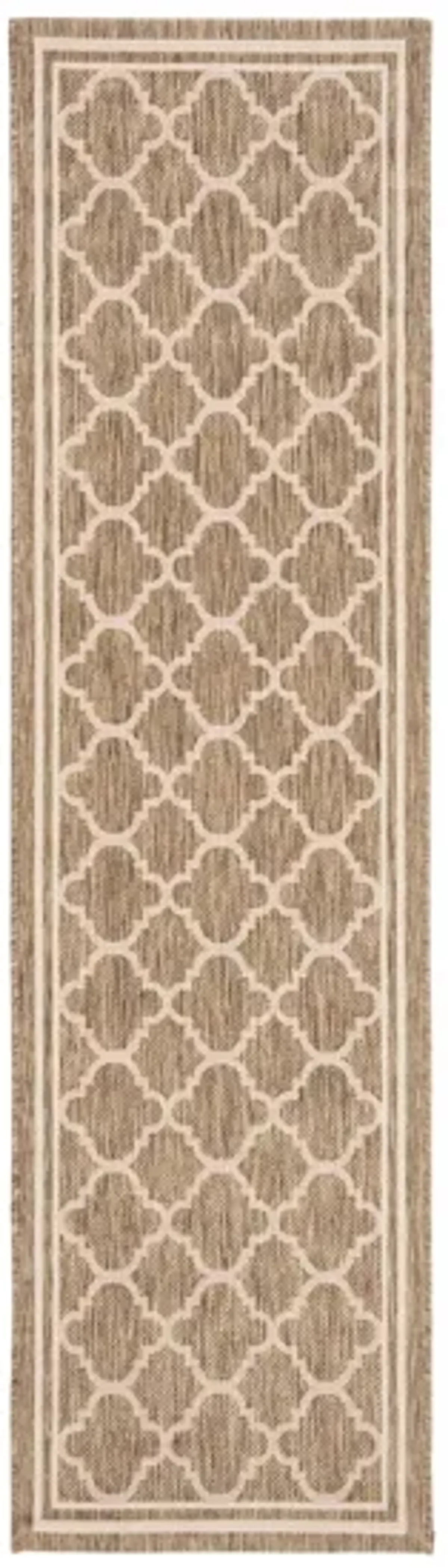 Courtyard Pathway Indoor/Outdoor Runner Rug in Brown & Bone by Safavieh