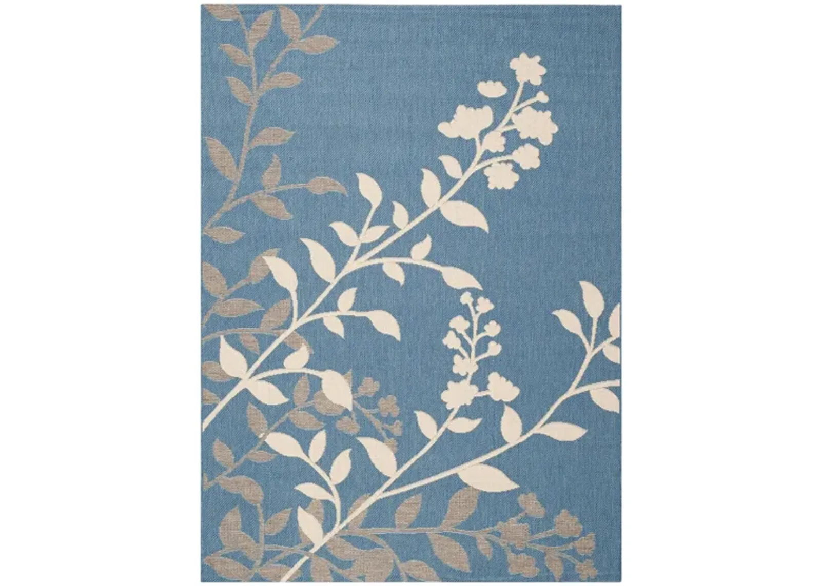 Courtyard Floral Indoor/Outdoor Area Rug in Blue & Beige by Safavieh