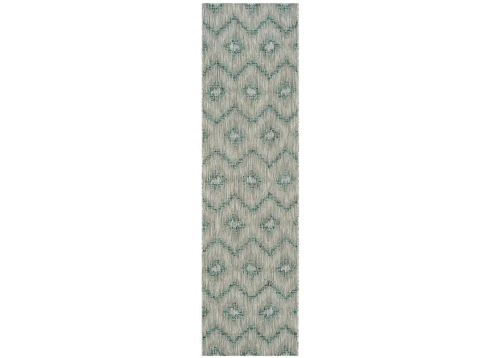 Courtyard Chevron Indoor/Outdoor Runner Rug in Gray & Blue by Safavieh