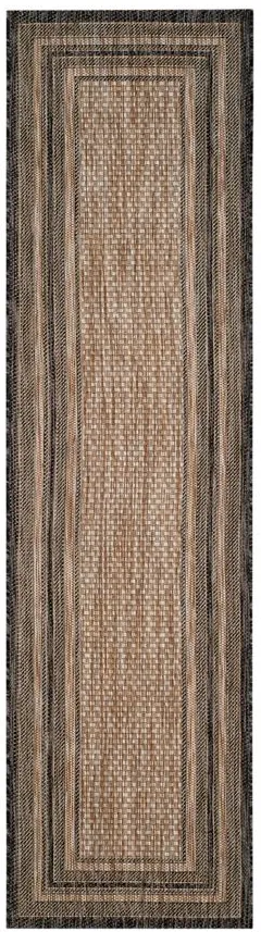 Courtyard Marches Indoor/Outdoor Runner Rug in Natural & Black by Safavieh