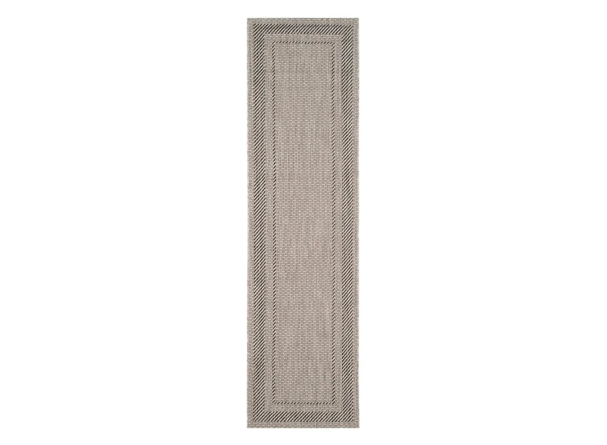 Courtyard Edging Indoor/Outdoor Runner Rug in Beige & Black by Safavieh