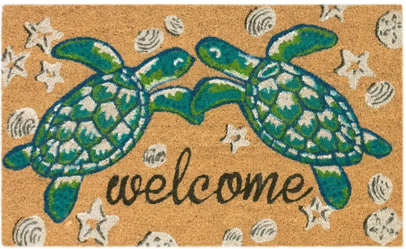 Liora Manne Natura Seaturtle Welcome Outdoor Mat in Natural by Trans-Ocean Import Co Inc