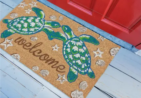 Liora Manne Natura Seaturtle Welcome Outdoor Mat in Natural by Trans-Ocean Import Co Inc