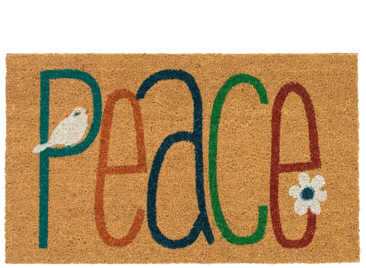 Liora Manne Natura Peace Outdoor Mat in Natural by Trans-Ocean Import Co Inc