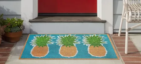 Liora Manne Natura Pineapples Outdoor Mat in Aqua by Trans-Ocean Import Co Inc