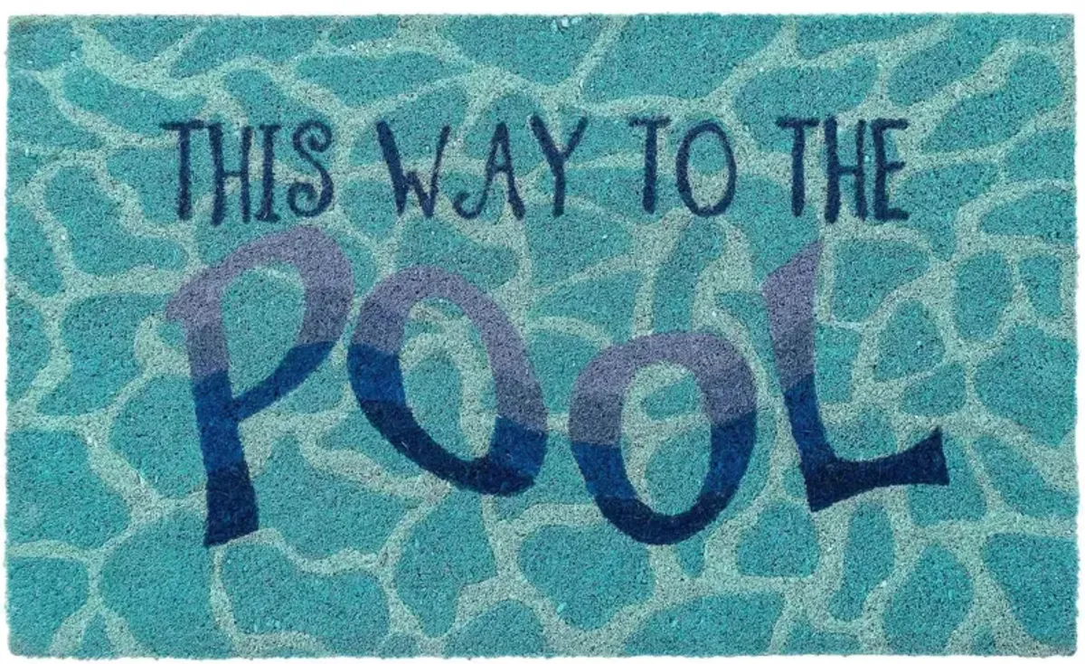 Liora Manne Natura This Way To The Pool Outdoor Mat in Blue by Trans-Ocean Import Co Inc