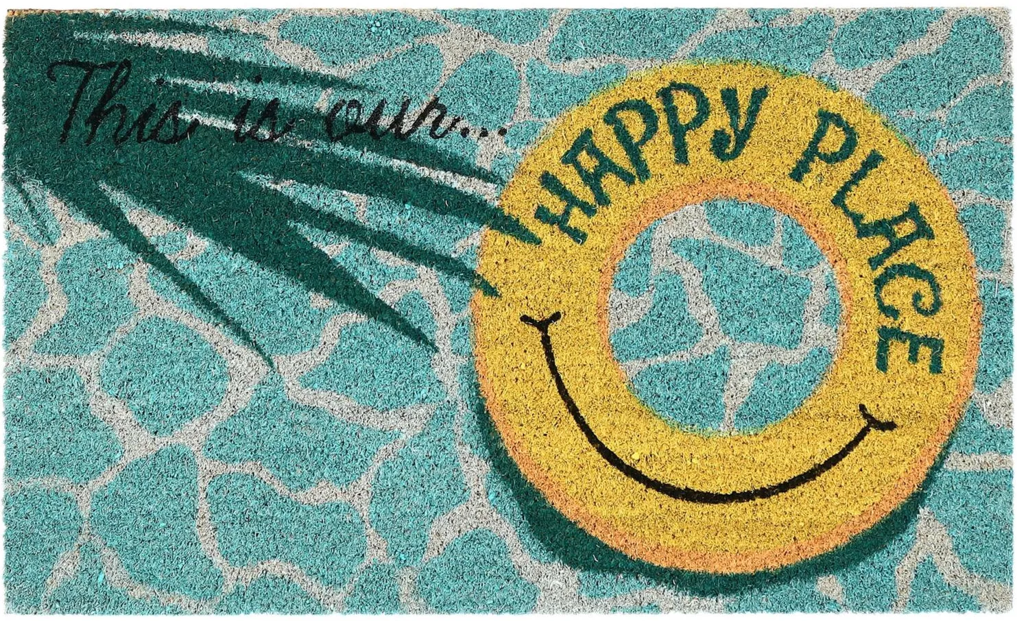 Liora Manne Natura This Is Our Happy Place Outdoor Mat in Aqua by Trans-Ocean Import Co Inc