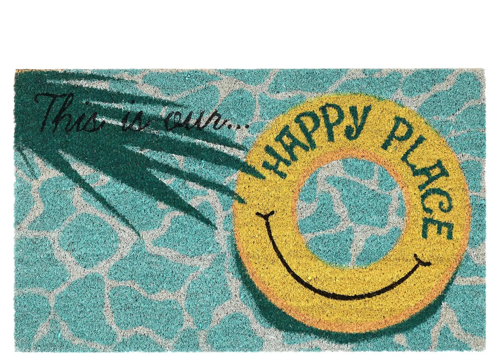 Liora Manne Natura This Is Our Happy Place Outdoor Mat in Aqua by Trans-Ocean Import Co Inc