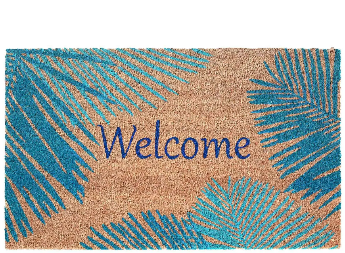 Liora Manne Natura Palm Border Outdoor Mat in Blue by Trans-Ocean Import Co Inc